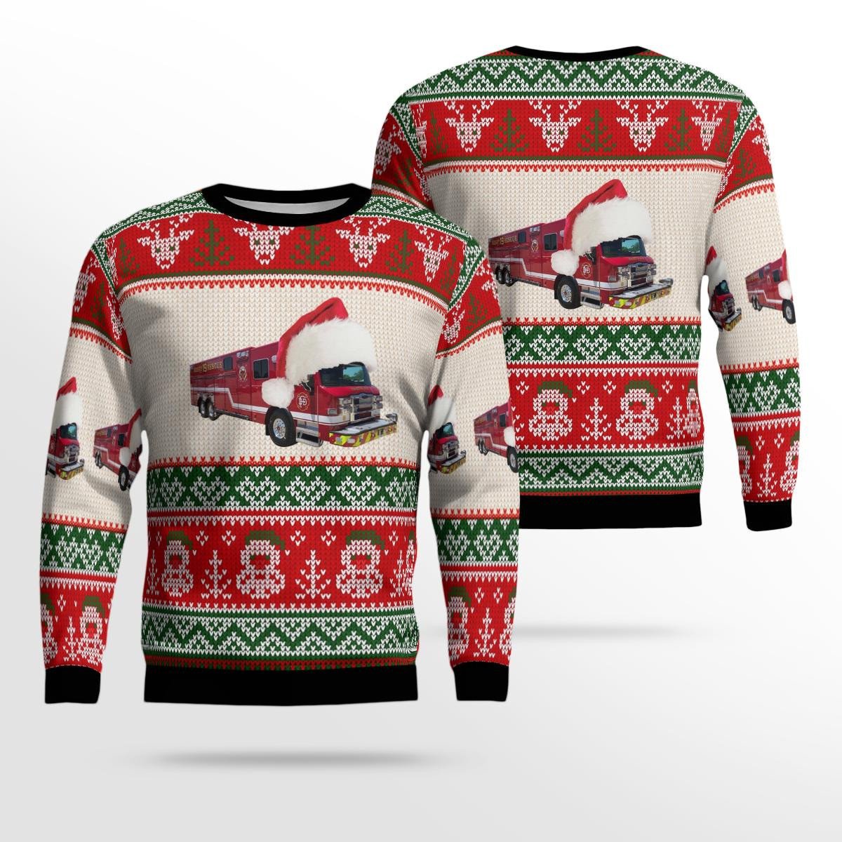 Texas Dallas Fire Station 19 All Over Print Ugly Christmas Sweater