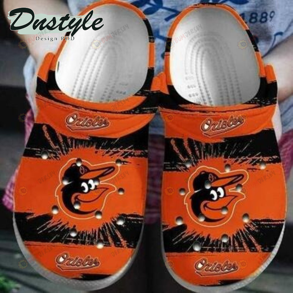 Baltimore Orioles Logo Pattern Crocs Classic Clogs Shoes In Orange & Black – Aop Clog