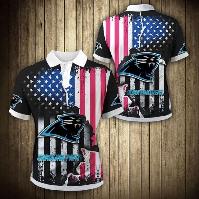 Carolina Panthers American Flag Polo Shirt - Funnymugsandshirts Fashion