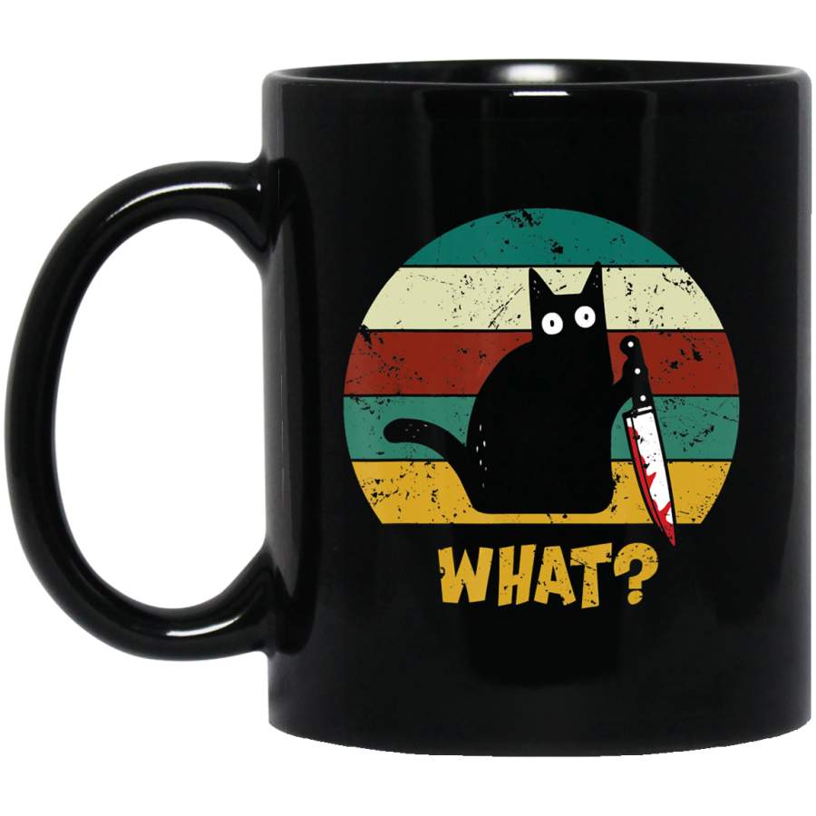 WHAT Murderous Cat With Knife Vintage Halloween Gifts 2019 Coffee Mug