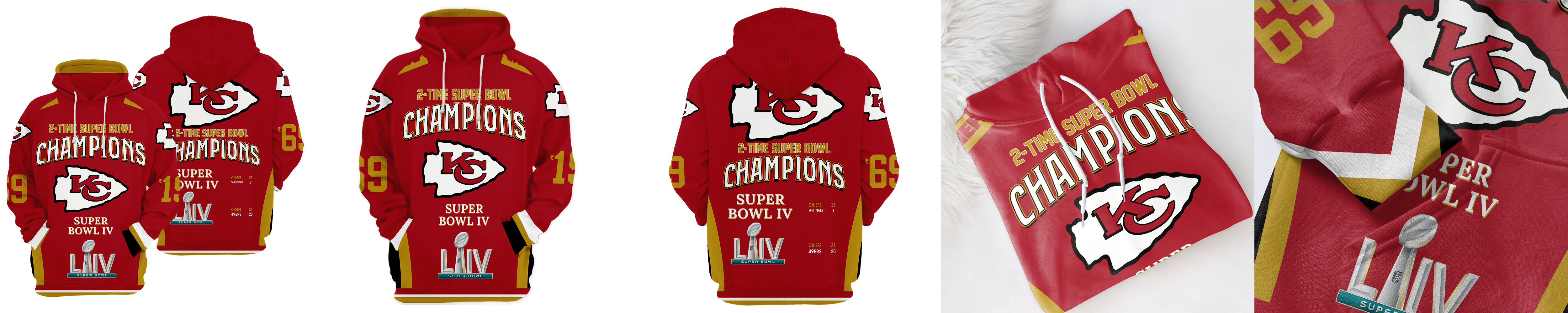 Kansas City Chiefs 2 Times Super Bowl Champions 3D Jersey Hoodie