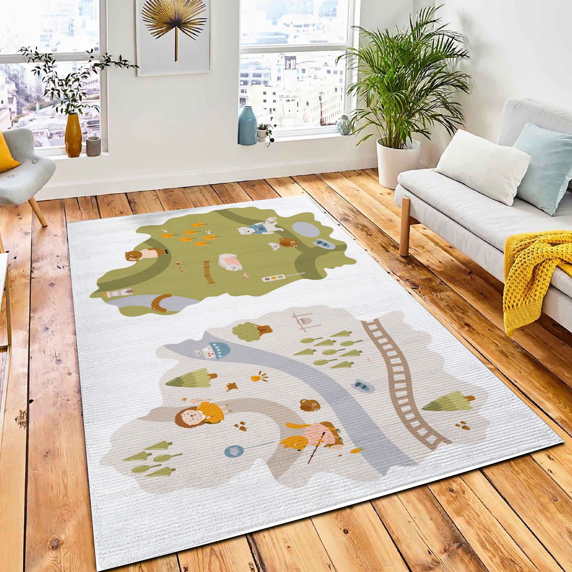 Animal Forest City Maps Cute Rug City Rug Room Decor