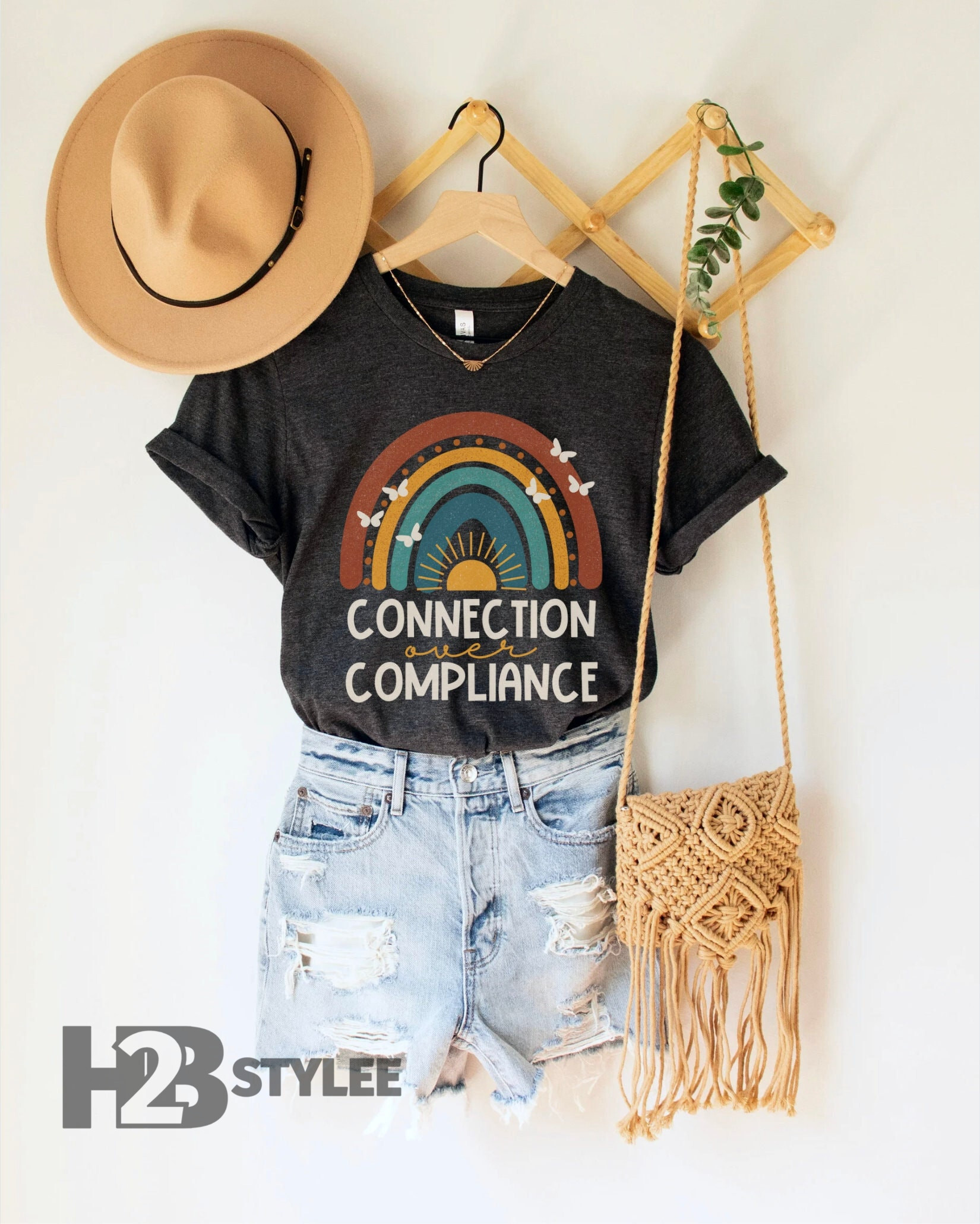 Connection Over Compliance Autism Awareness Support Gift Neurodiversity Special Education Unisex T Shirt, Sweatshirt, Hoodie