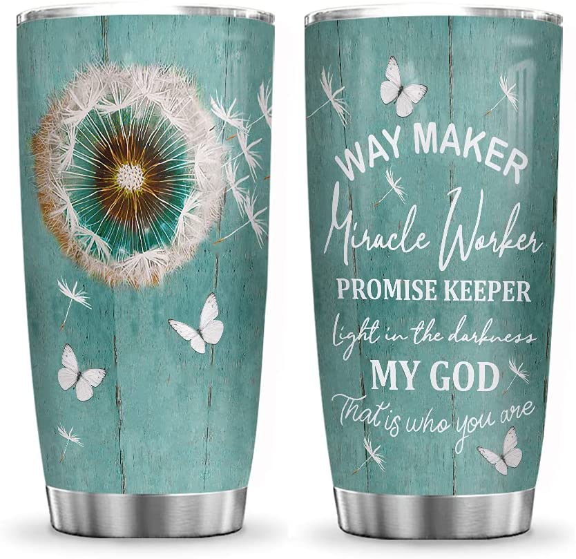 20Oz Butterfly Dandelion God Way Maker, Butterfly Lovers, Butterfly Inspiration Tumbler Cup With Lid, Double Wall Vacuum Thermos Insulated Travel Coffee Mug