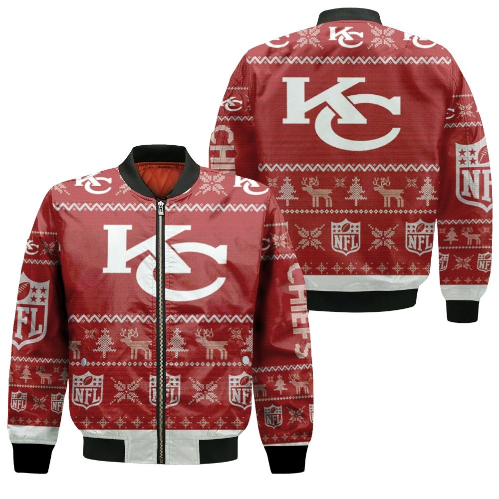 Kansas City Chiefs Ugly Sweatshirt Christmas 3D Bomber Jacket