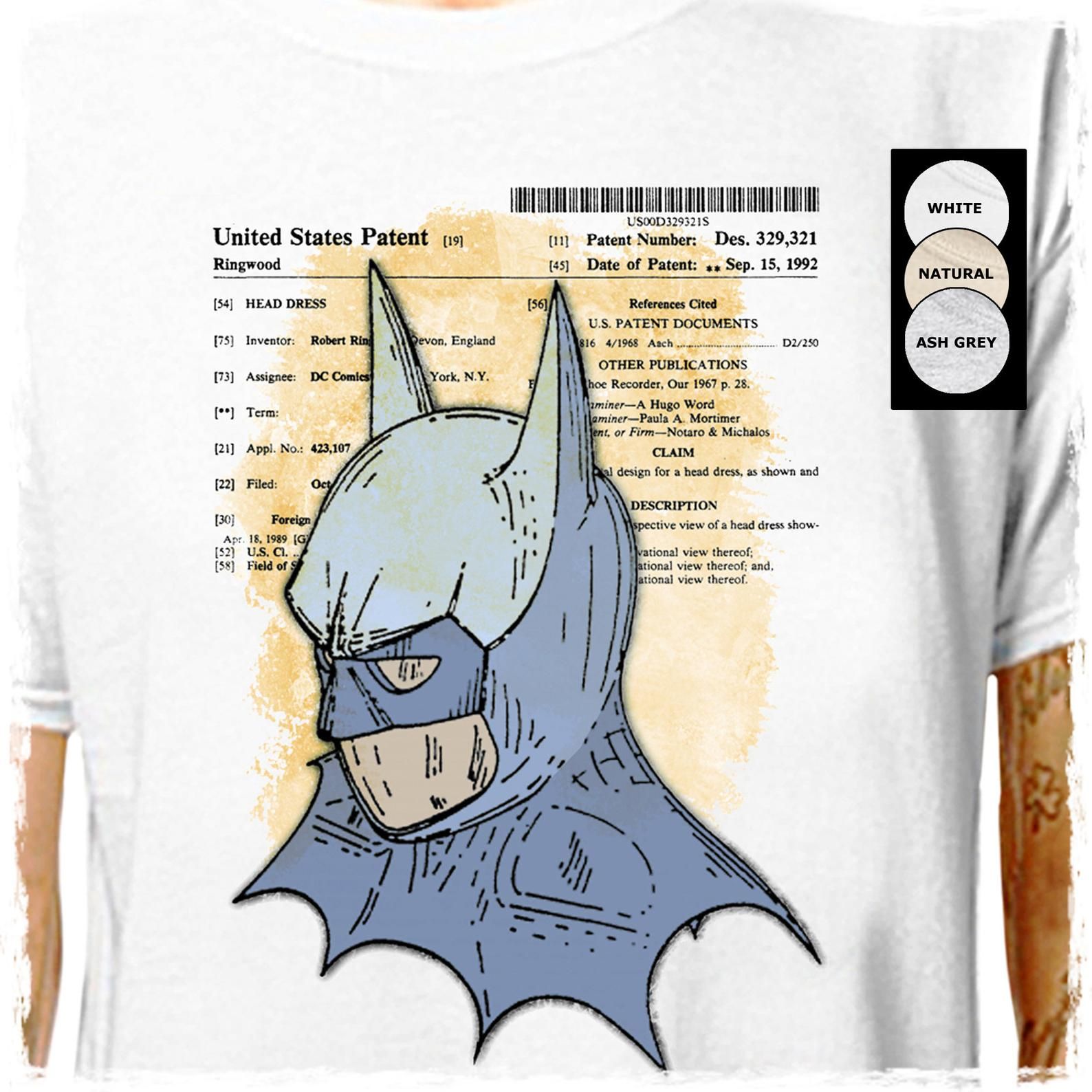 Batman – Costume Patent T-Shirt Bat Man Mask Cowl Cape Dark Knight Gothic Superhero Father Day Lazycarrot