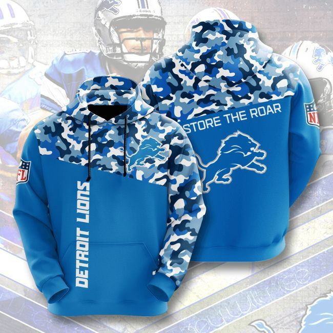 Detroit Lions Football Camo 34 Unisex 3D Hoodie Gift For Fans