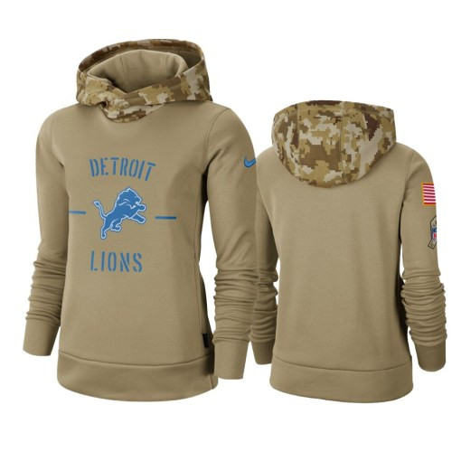 Detroit Lions Khaki 2019 Salute To Service Therma Pullover Hoodie