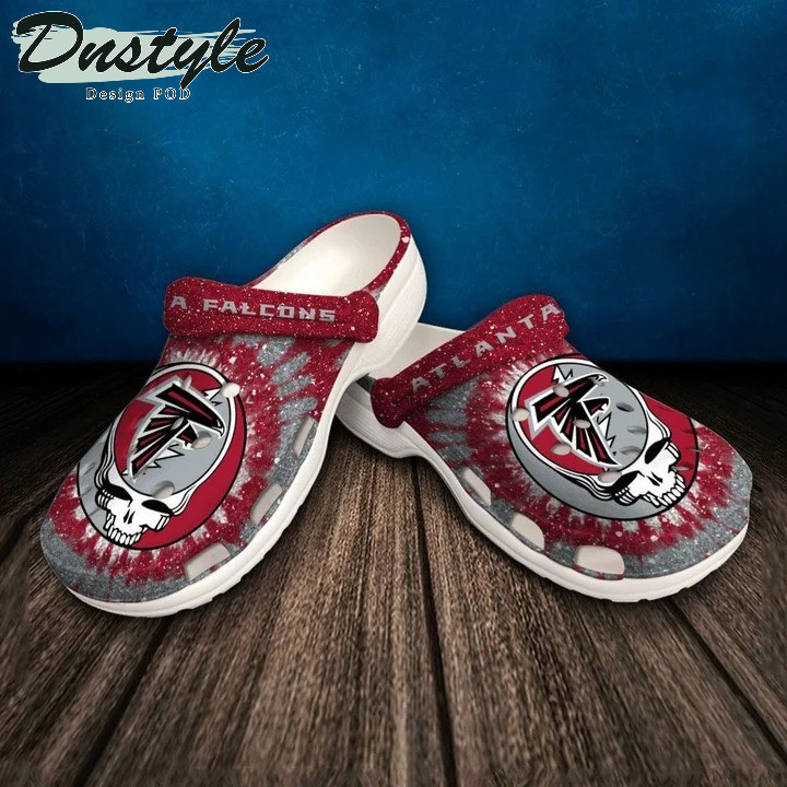 Atlanta Falcons Skull Pattern Crocs Classic Clogs Shoes In Blue & Grey