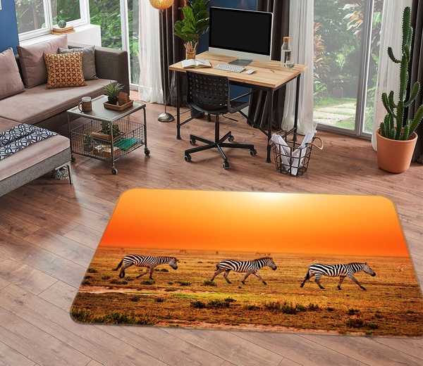 3D Safari Sunset Zebra Animal Area Rug Home Decor