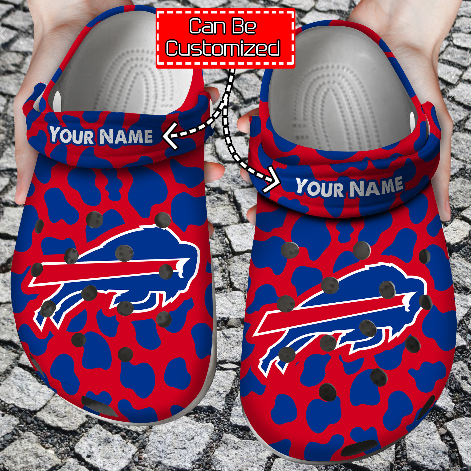 Custom Team Logo Name Football Cow Animal Print New Crocs Style Clog Shoes