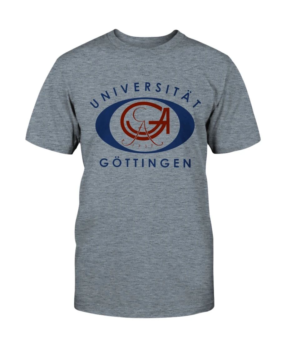 Adult University Of Gottingen Germany 1990s Vintage Grayt Shirt Crew Neck Short Sleeve