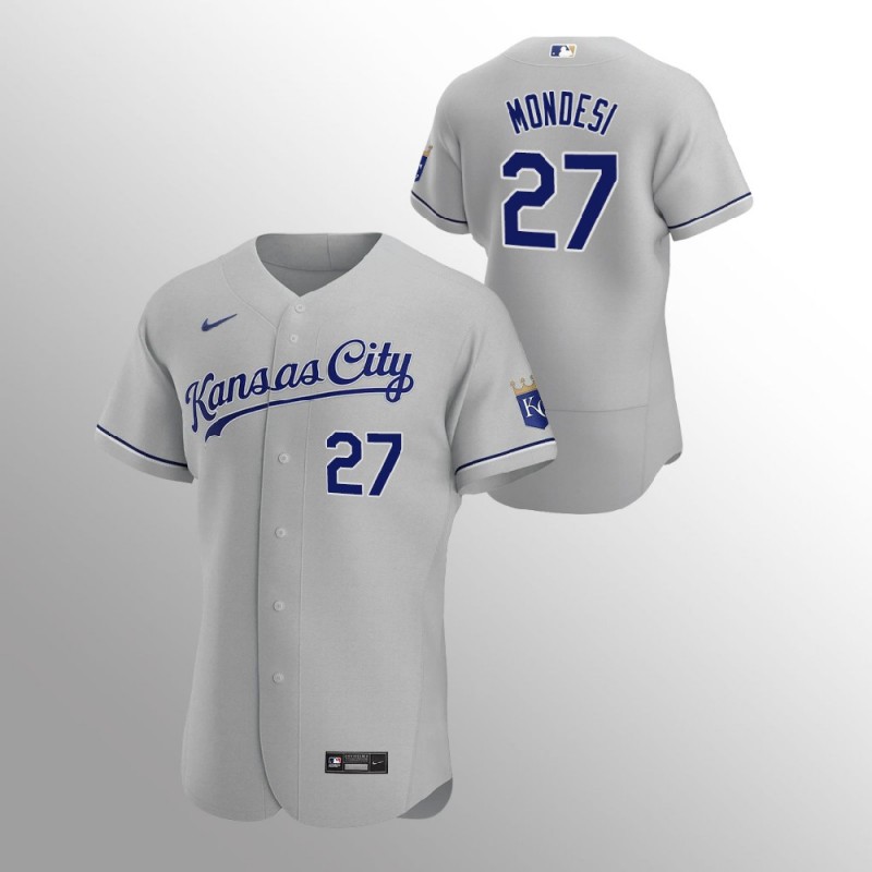 Men’S Kansas City Royals Adalberto Mondesi Authentic Gray 2020 Road Jersey – All Stitched, Embroidery