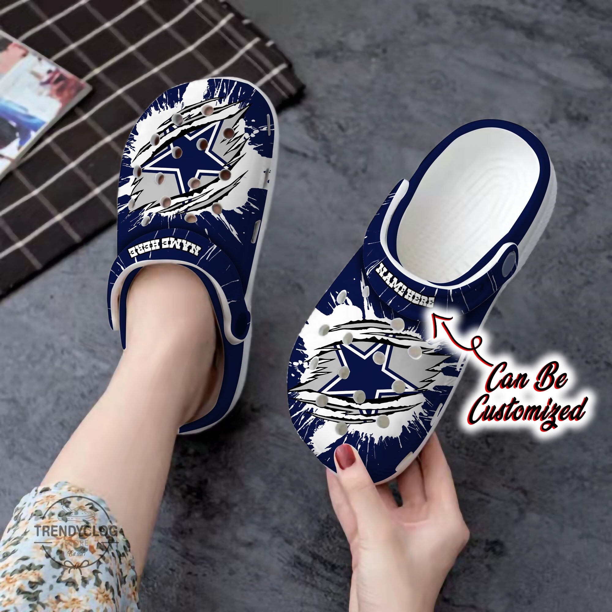 Cowboys Crocs – Personalized D.Cowboys Football Ripped Claw Clog Shoes