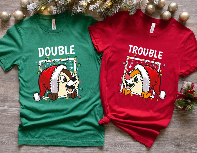 The Magic Kingdom x LookSy Chip And Dale Christmas Shirt, Disney Christmas Trip Shirt, Double Trouble Shirt, Disney Family Christmas Shirt, Christmas Couple Shirts