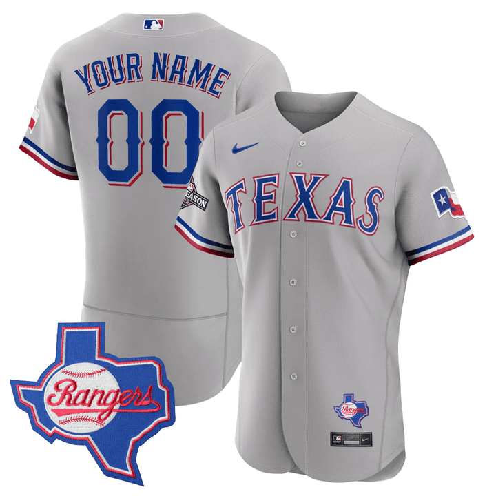 Texas Rangers Texas State Patch Custom Jersey – All Stitched