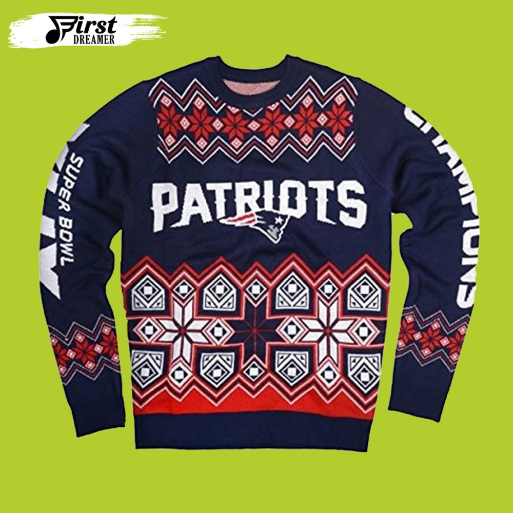 Blue Patriots New England Patriots Gift For Fan Ugly Wool Sweater Christmas