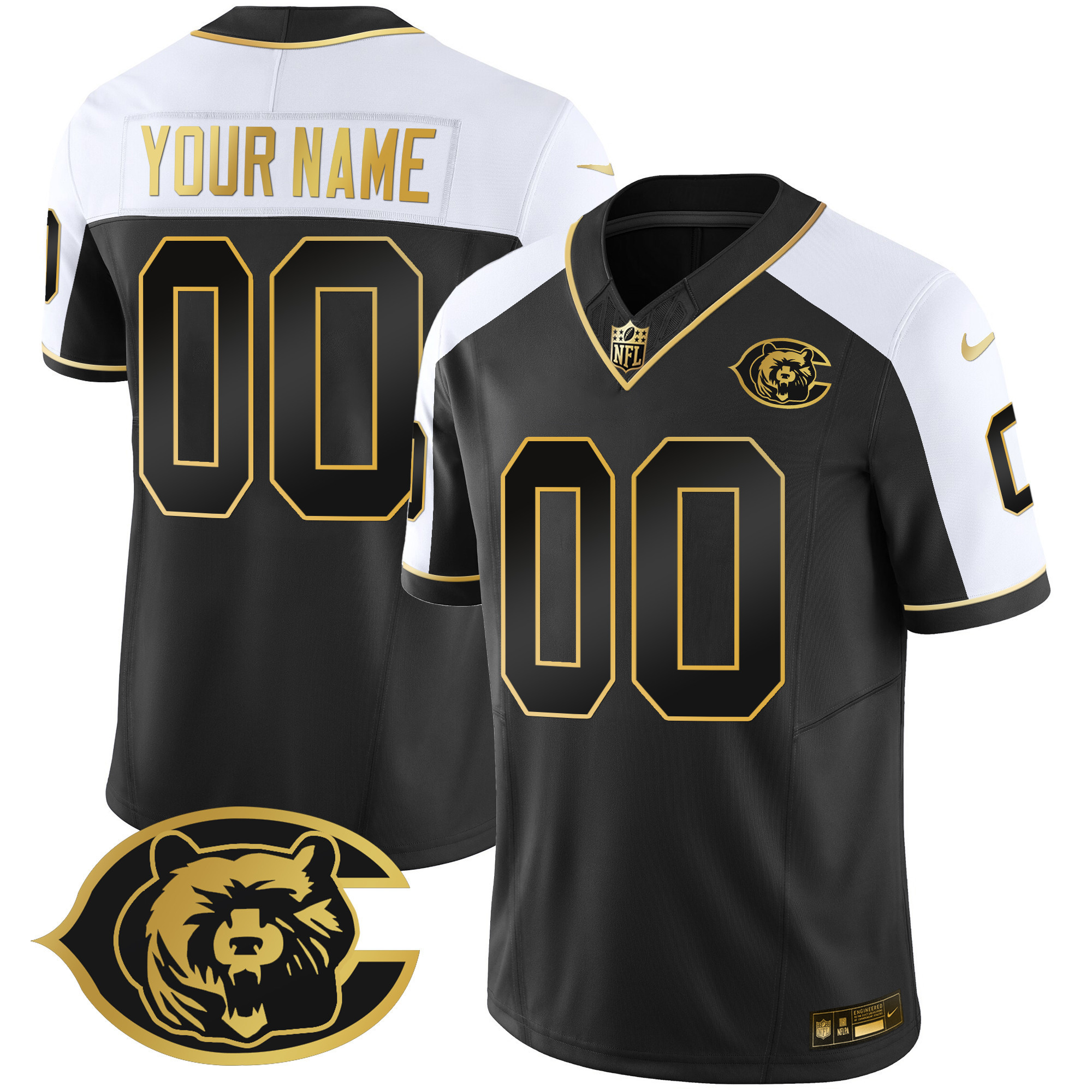 Bears Throwback Gold Vapor Custom Jersey – All Stitched