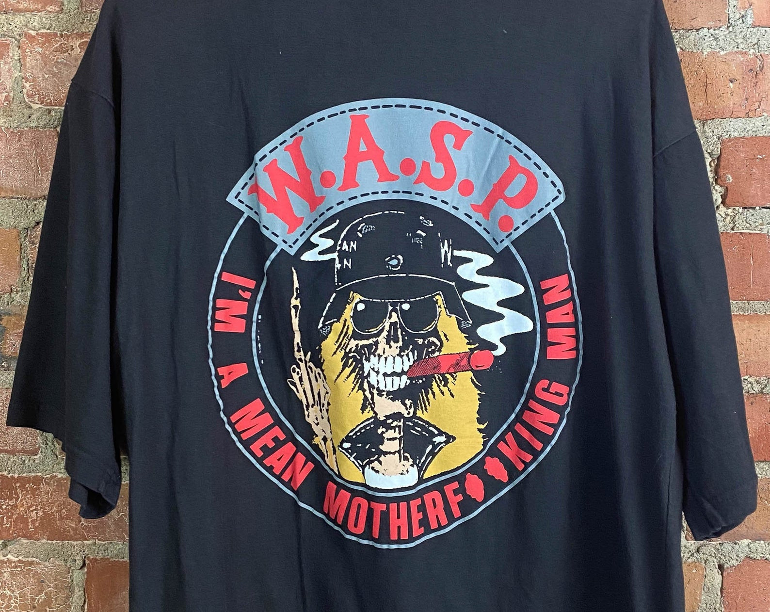 Vintage 1990 Wasp Concert T Shirt Mean Mother Fing Man Black Unisex