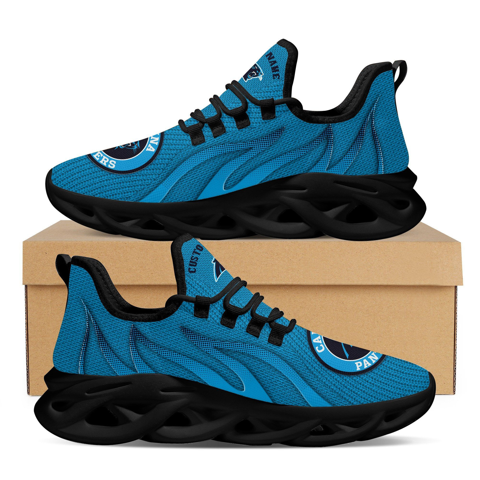 Carolina Panthers Custom Name Sport Max Soul Sneaker Shoes For Fans