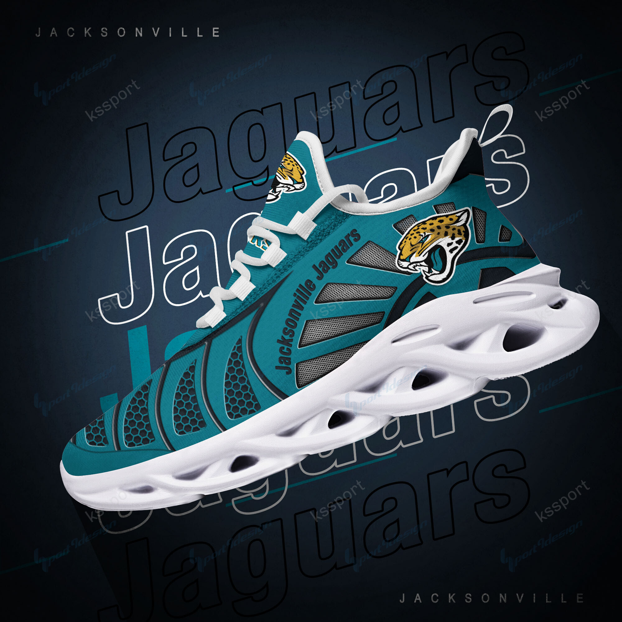 Jacksonville Jaguars Yezy Running Sneakers Bb03