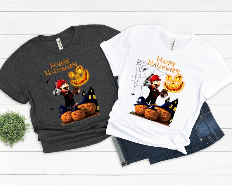 Mario Happy Halloween Shirts, Halloween Party Shirt, Halloween Pumpkin Shirt, Halloween Outfits, Mario Halloween T-Shirt Halloween Cusstome