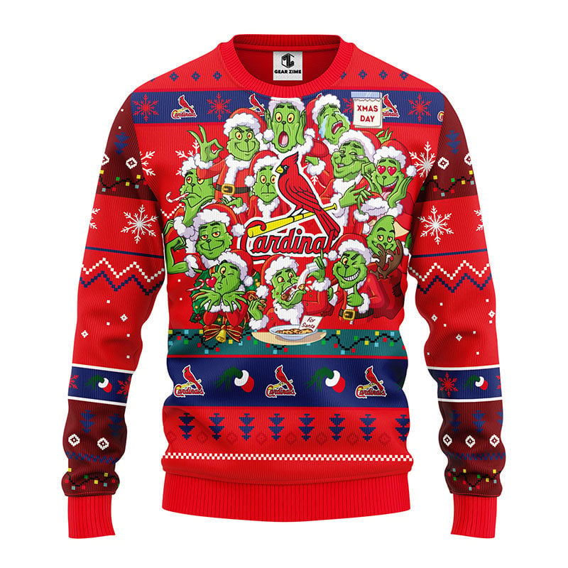 St. Louis Cardinals 12 Grinch Xmas Day Ugly Christmas Sweater