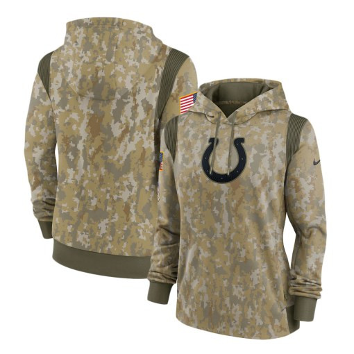 Women’S Indianapolis Colts Olive 2021 Salute To Service Therma Hoodie