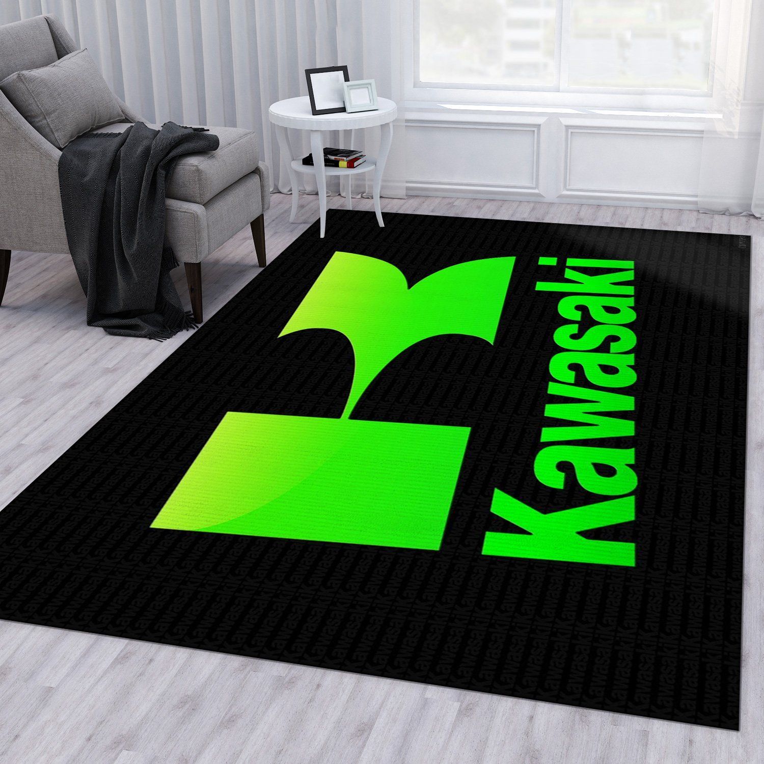 Kawasaki Hd Logo Area Rug For Christmas Living Room Rug Home US Decor