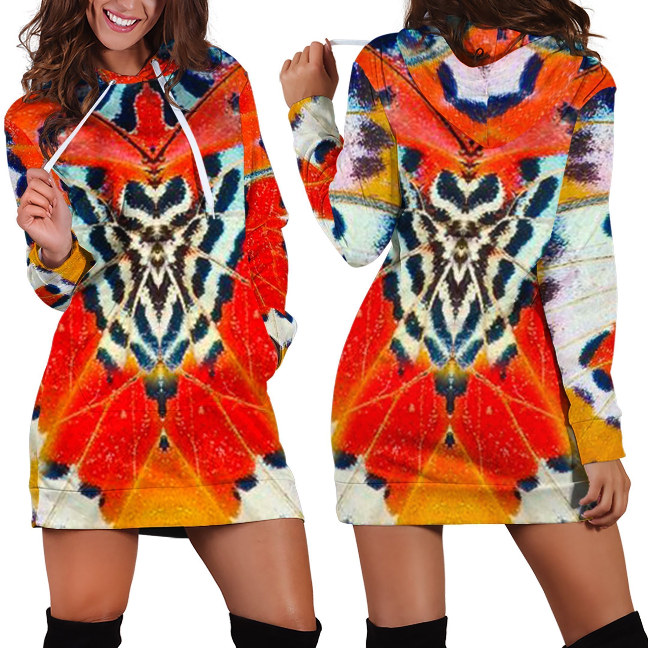 3D All Over Butterfly Hoodie Dress L &hellip;