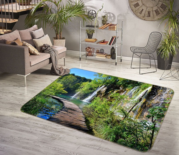 3D Bridge Gallery Mountain Area Rug Home Decor