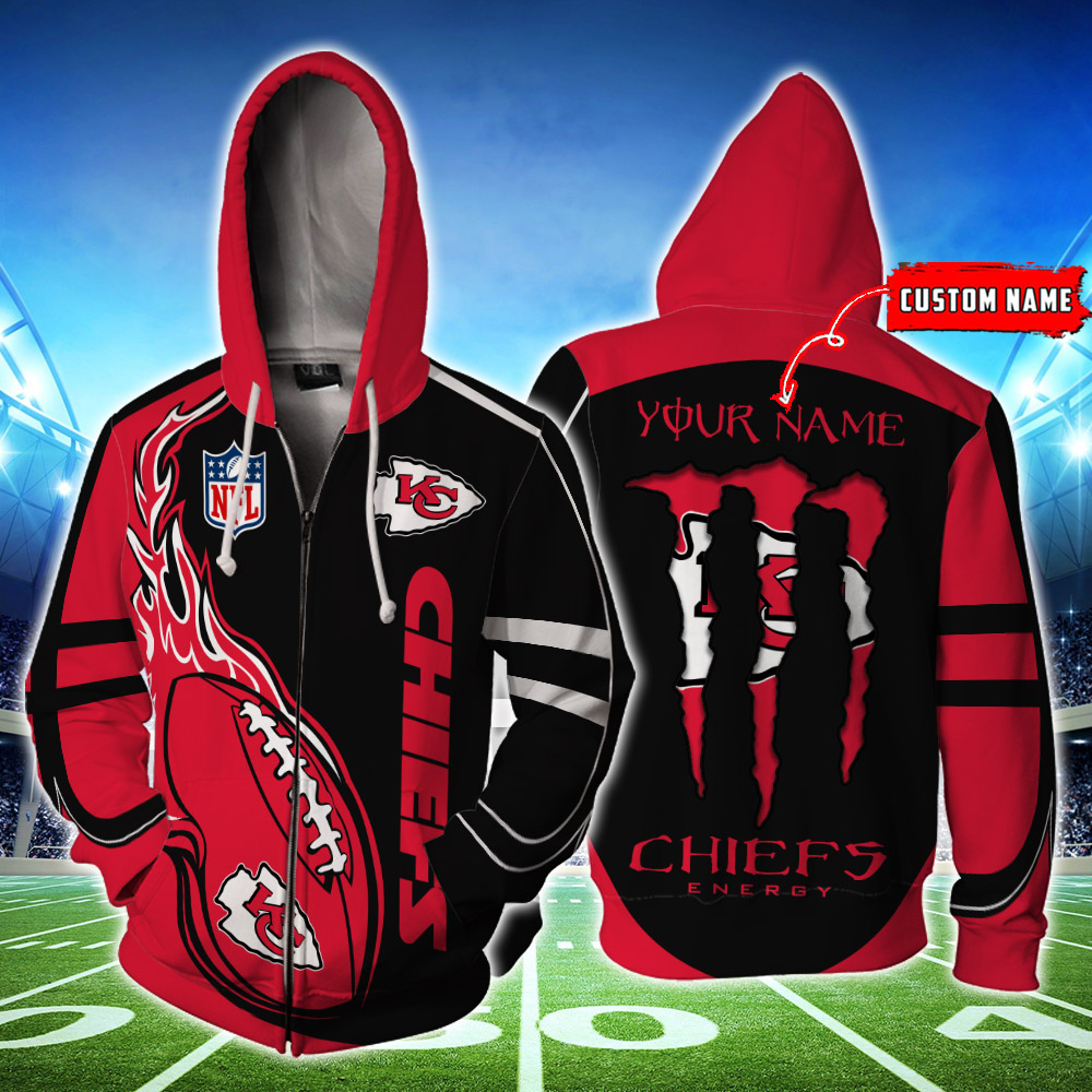 Kansas City Chiefs Custom Name Zipperhoodie 3D Ds001