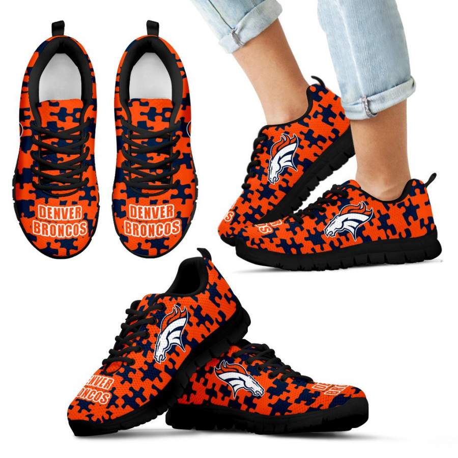 Puzzle Logo With Denver Broncos Sneakers