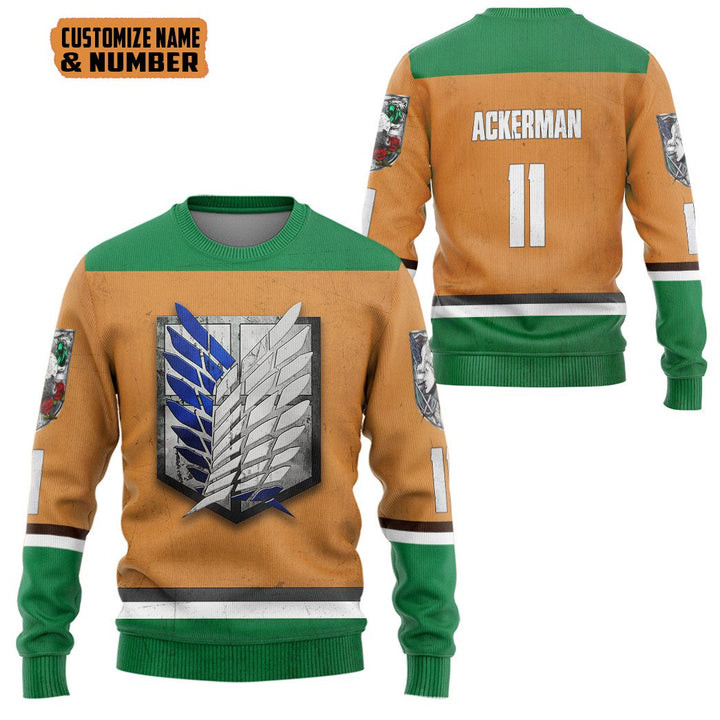 Personalized Attack On Titan Scout Regiment Ugly Christmas Sweater – All Over Print 3D Sweater