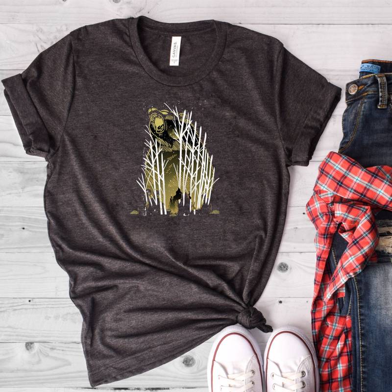 Crushtee Forest Grizzly Bear Shirt, Bear Shirt, Animal Shirt, Bear Tee, Bear T Shirt, Camping Shirt, Wild Bear Shirt, Hiking Shirt, Adventure Tee Long Sleeve Hoodie