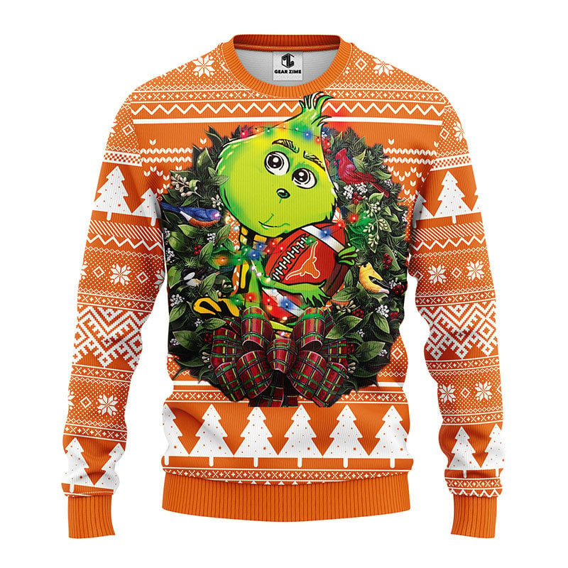 Texas Longhorns Grinch Hug Ugly Christmas Sweater