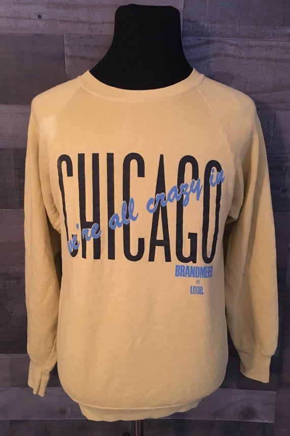 Vintage 80S We Re All Crazy In Chicago Travel Tourist Yellow 1980S Shirt Windy City Shirt Destination Shirt