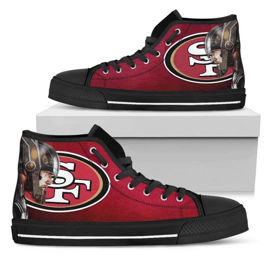 Thor Head Beside San Francisco 49ers High Top Shoes