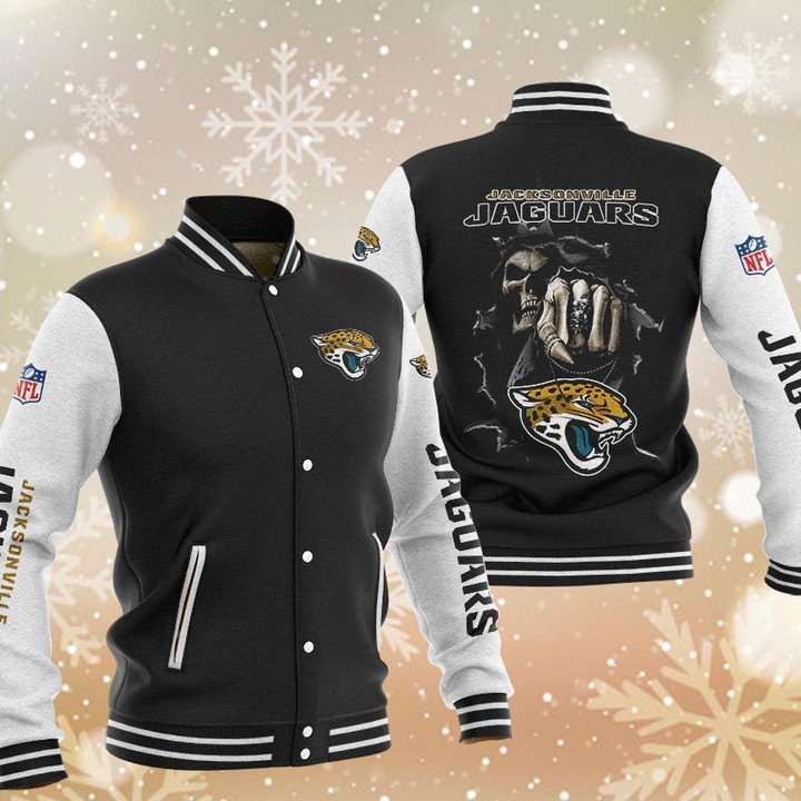 Jacksonville Jaguars Black Skull Baseball Jacket