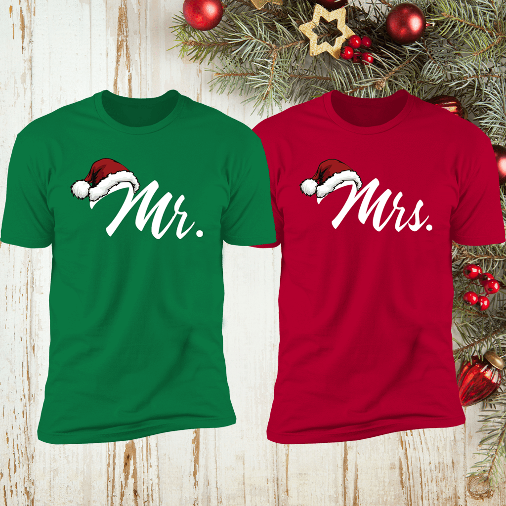 Couple Shirts Mr & Mrs Christmas Shirts Matching Couple, Valentine Gifts, Christmas Gift Graphic Unisex T Shirt, Sweatshirt, Hoodie Size S - 5Xl