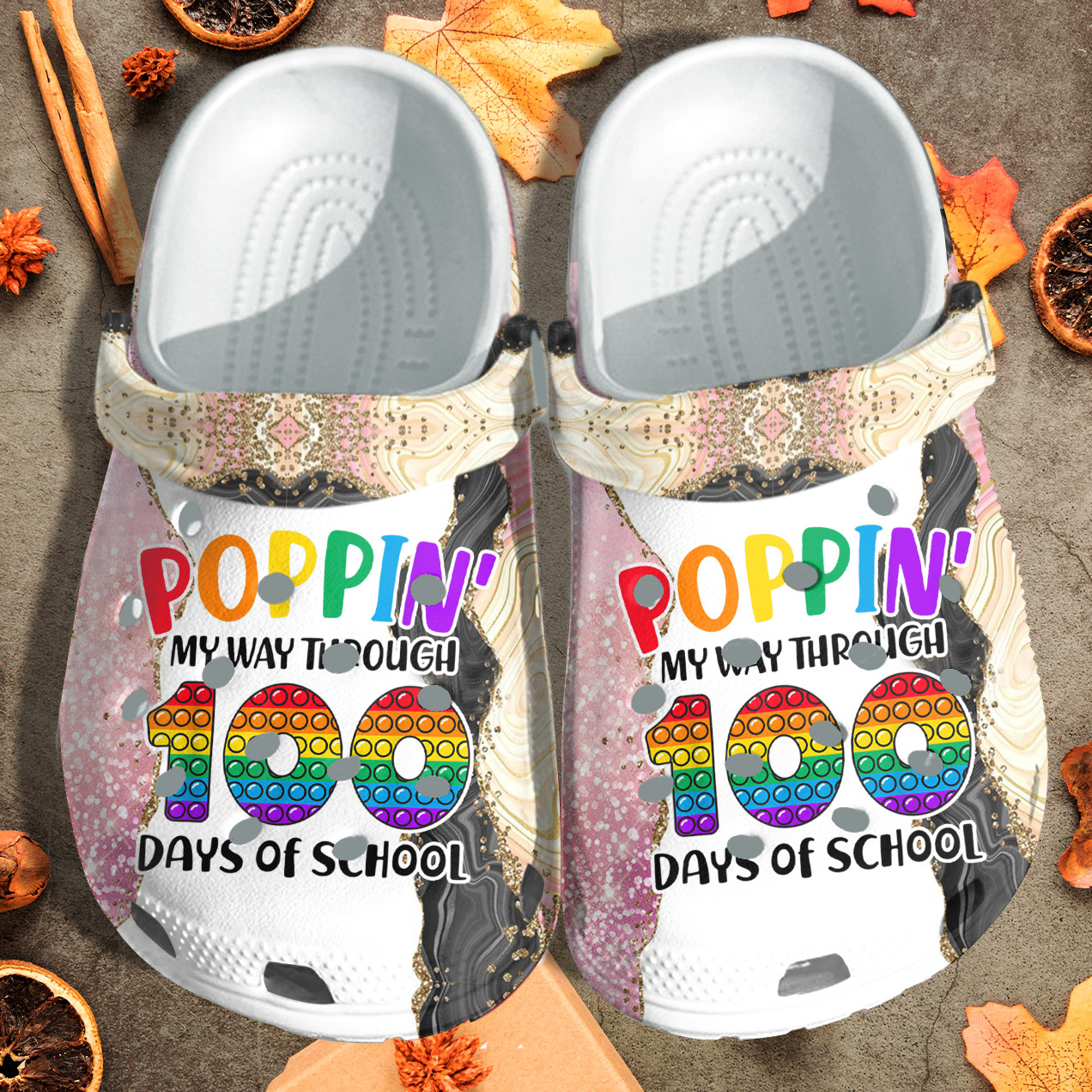 Popping My Way Through 100 Days Of School Shoes Crocs Crocbland Clog Gift – School014