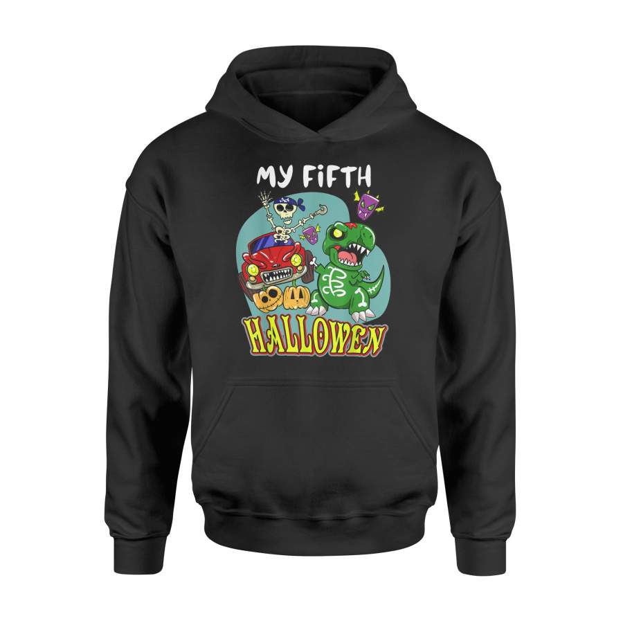 5th Birthday party my 5 fifth Halloween Baby Dinosaur tshirt – Standard Hoodie