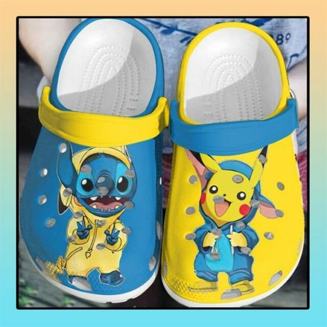 Baby Stitch And Pikachu Crocs Crocband Clog Comfortable Water Shoes