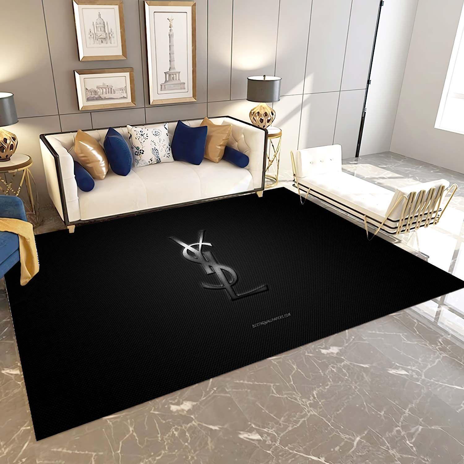 Yves Saint Laurent Rug, Hypebeast Living Room Bedroom Carpet, Fashion Brand Floor Mat Home Decor