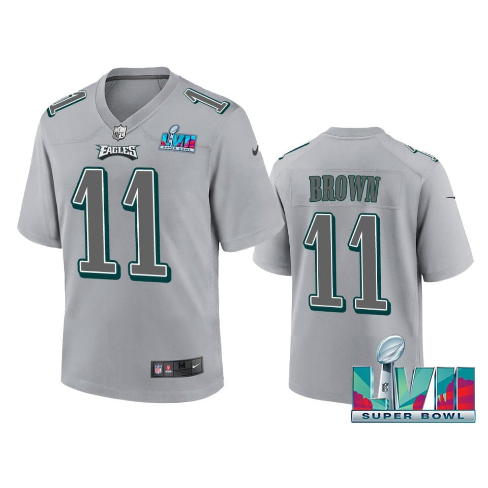 A.J. Brown 11 Philadelphia Eagles Super Bowl Lvii Youth Atmosphere Game Jersey – Gray