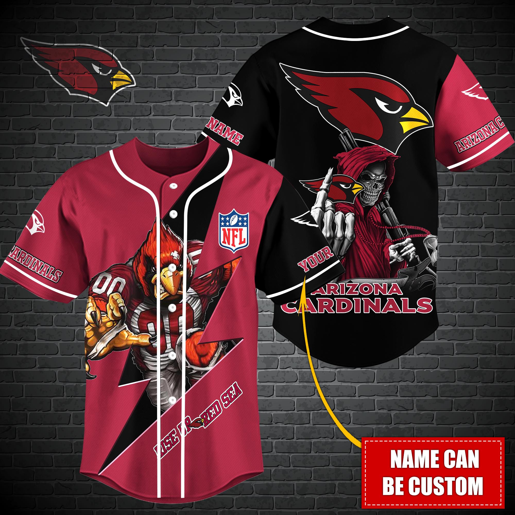 Arizona Cardinals Nfl-Baseball Shirt Custom T-44663