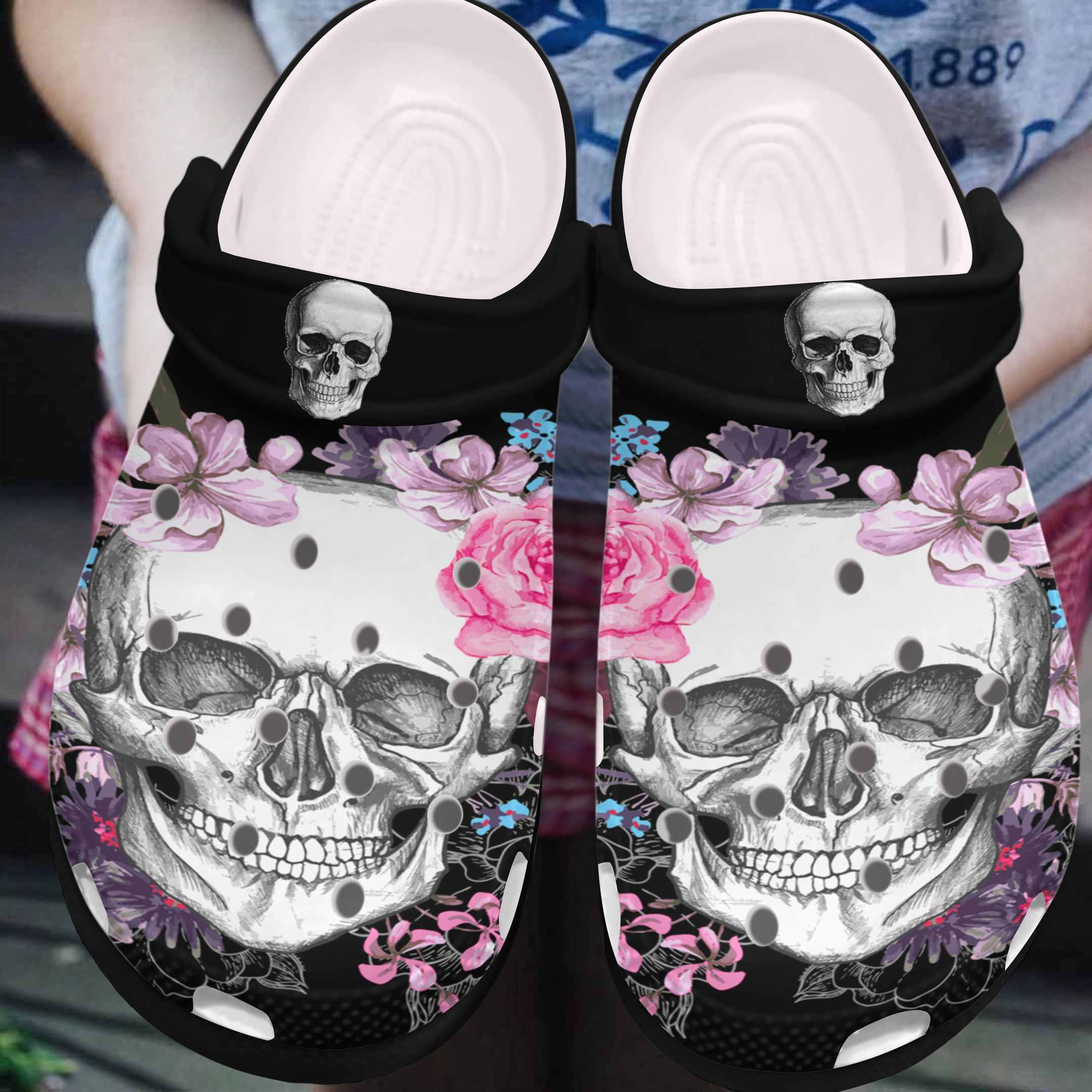 Floral Skull Crocs Shoes Skull Shoes &hellip;