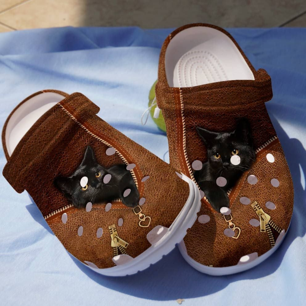 Black Cat In Bag Shoes – Cool Animal Crocs Clog Birthday Gift For Men Women – Cat-Lwr
