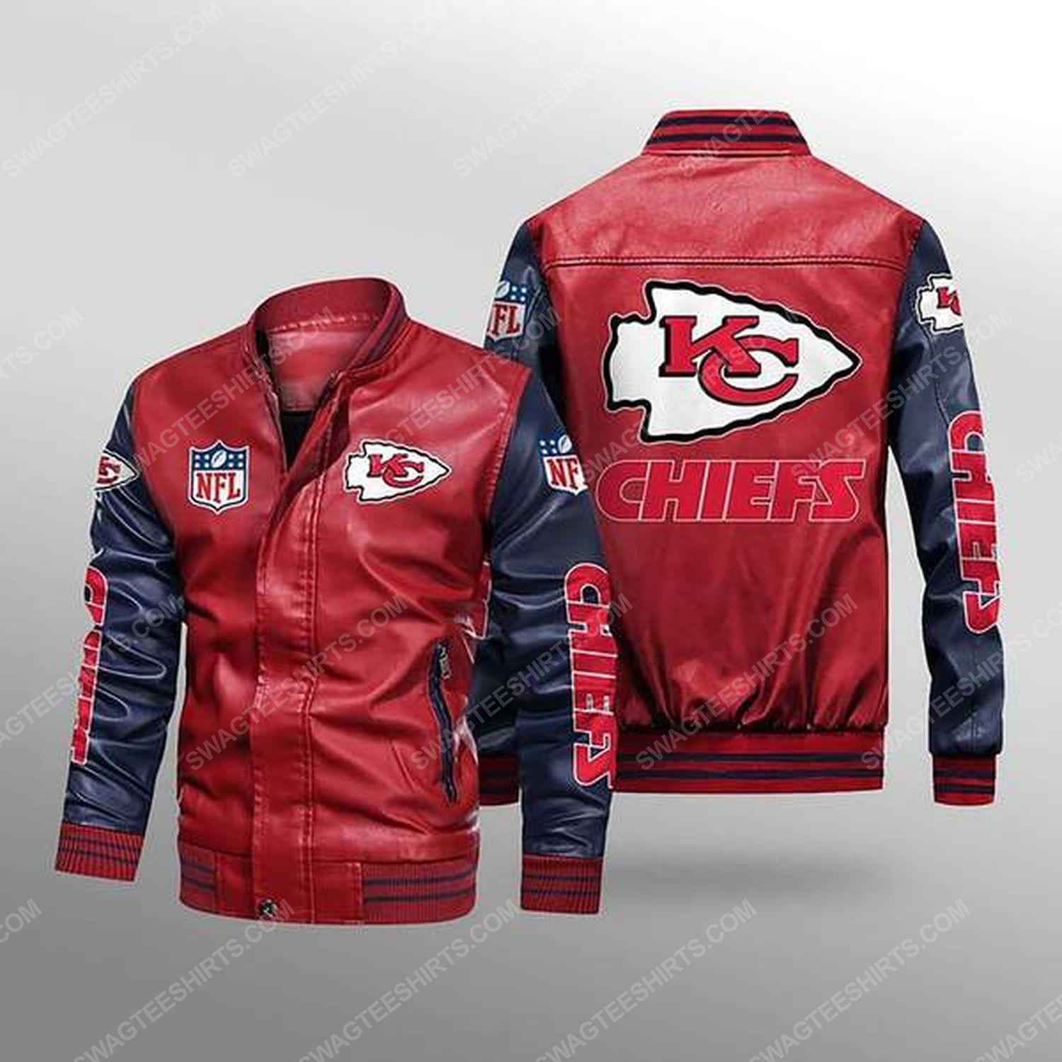 [Special Edition] Kansas City Chiefs All Over Print Leather Bomber Jacket – Maria