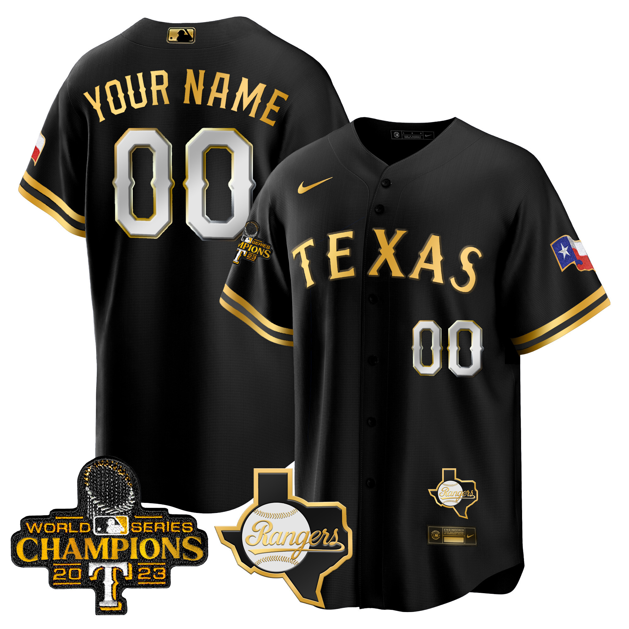 Texas Rangers 2023 World Series Champions Cool Base Custom Jersey V2 – All Stitched